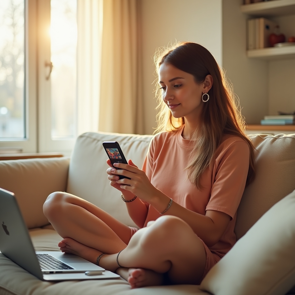 Účastník webináře edituje video na smartphonu podle pokynů lektora